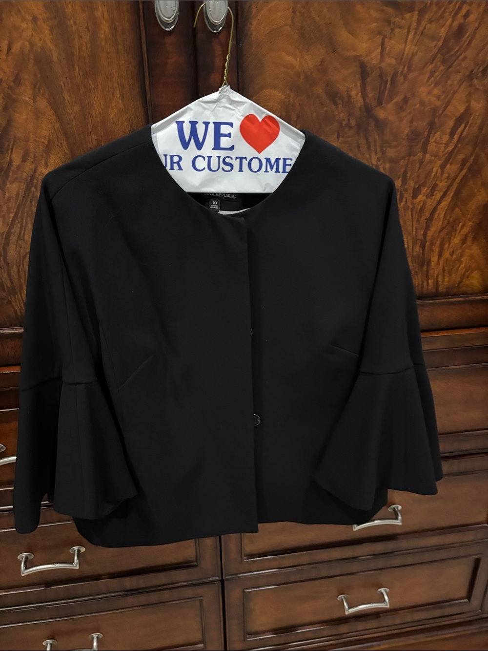 Banana Republic Black Collarless Blazer with Flared Sleeves